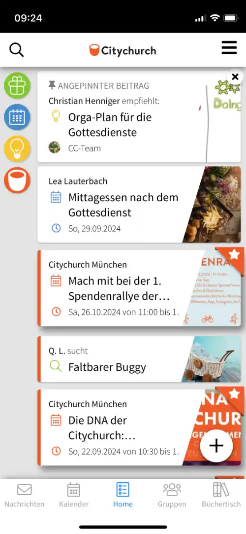 Ein Screenshot der Citychurch App